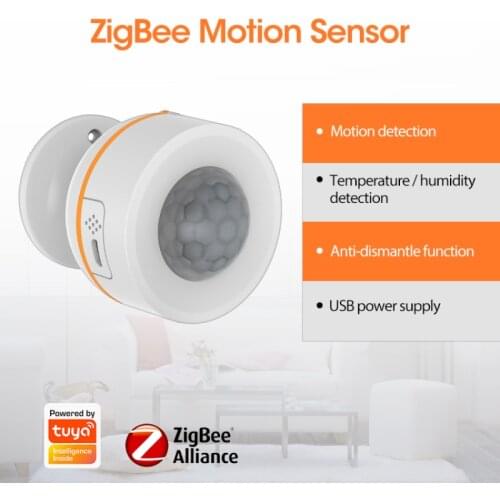 Tuya ZigBee 3.0 PIR Motion Sensor Detector Battery Built-in 5V 1A USB Power Temperature Humidity Wireless Smart Life APP