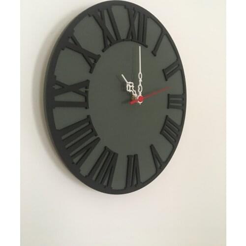 North Designed Mold Green Black Roman Decorative Wall Clock 30 Cm