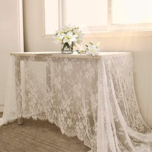 FQYL Lace Tablecloth 60X120 Inch Vintage Rustic Farmhouse Table Fabric Outdoor Embroidered Chic Tablecloths Wedding