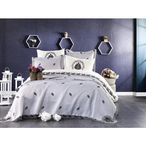 French Laced Embroidered Alya Bridal Set Cream Gray