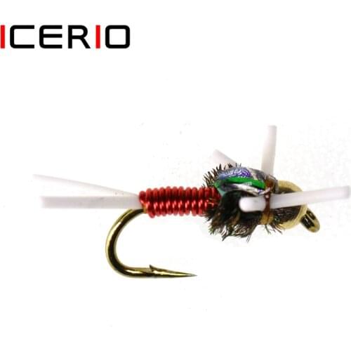 ICERIO 8PCS Copper John Rubber Legs Nymphs Tying Hook Trout Fishing Fly Lure Baits