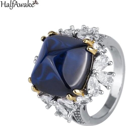 S925 Silver Hot Sale Color Treasure Tanzanite Sapphire Sugar Tower Full Diamond Ring Main Stone 14*14 Mens Ring Ladies Ring Gif