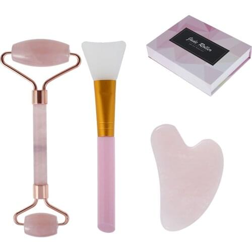 3 pcs/set Facial Body Massage Crystal Jade Roller Anti-Ageing Face Neck Lift Body Skin Relaxation Slimming Eliminate Puffiness