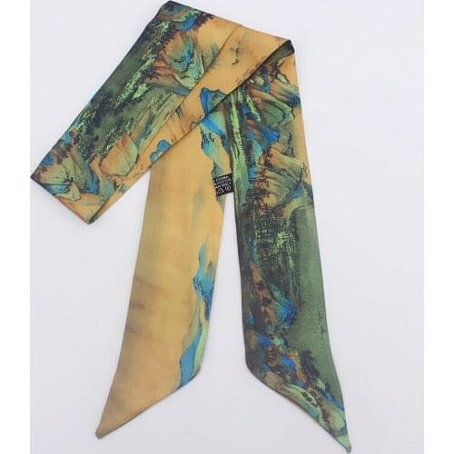Summer new silk scarf Chinese style womens scarf and long shawl beach outing tied bag small ribbon ladies hair scarf C44