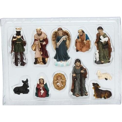 Small Christmas Nativity Scene Set Catholic Figures Decor Birth of Jesus