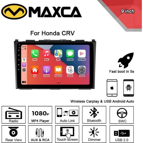 MAXCA 9 inch 2 din Wireless Carplay Android auto radio For Honda CRV Multimedia Video Player