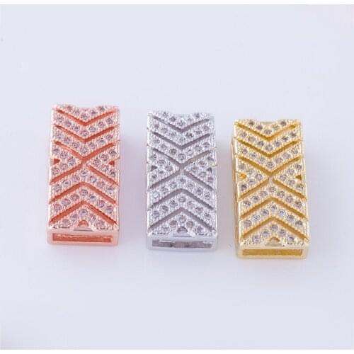 DIY Copper Accessories Micro Pave CZ Rhinestone Square Shape Spacer Beads Connectors for jewelry making hacer collares