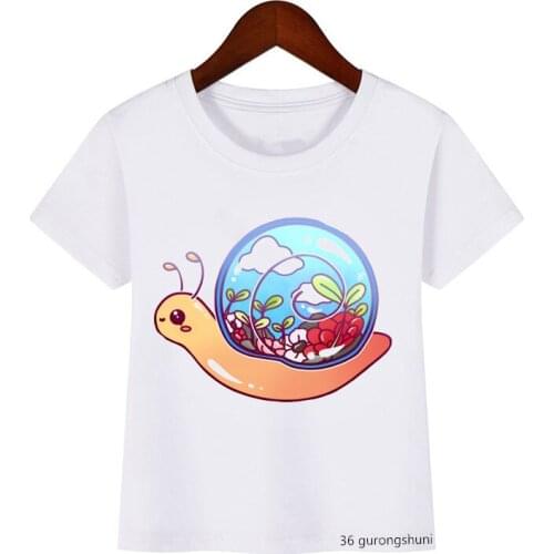 Kawaii Kids T-shirt Cute Snail Cartoon Print Girls T Shirt Summer Unisex Casual Tops Fashion T Shirts Children Clothing Custom