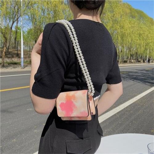 Fashion Tie-Dye Gradient Women Handbag Rainbow Color Small Single Shoulder Bag Beaded Shopping Messenger Bags Sac Main Femme