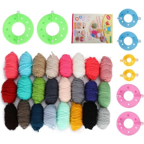 Pompom Maker Kits Fluff Ball Weaver DIY 24 Color Wool Yarn Knitting Handicraft Gifts Weaver PomPom Maker Knitting Loom Kit