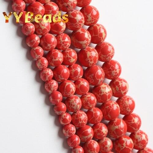 Natural Stone Orange Sea Sediment Imperial Jaspers Beads 4 6 8 10 12mm Charms Beads For Jewelry Making Bracelets 15" Wholesale