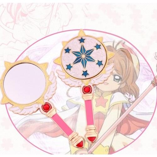 2021 New Fancy Cardcaptor Sakura Cosmetic Makeup Mirror Anime Dream Stick Beauty Mirror Cute Girl Portable Cosmetic Mirror