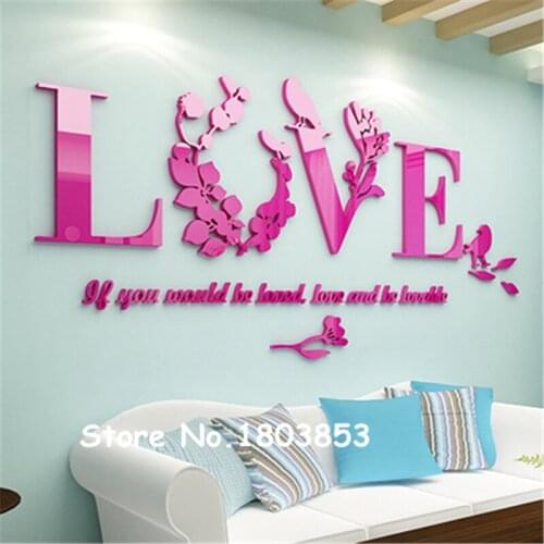 New Arrival Modern Romantic 3D crystal acrylic wall stickers living room Bedroom Home Decoration Wedding Gifts Wall Art Sticker