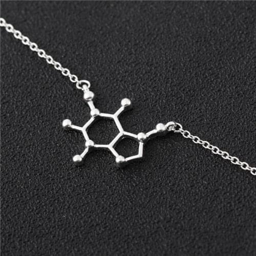 10 hollow geometric Caffeine Molecule Necklace polygon Chemical Molecules Necklace Science Structure Chemistry Necklaces Jewelry