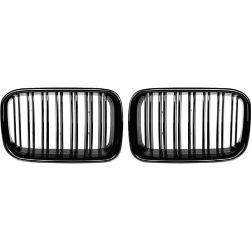 Front Grill Grilles Kidney Grill Replacement for Bmw E36 3 Series 1992-1996 Double Slat Sport Style Gloss Black