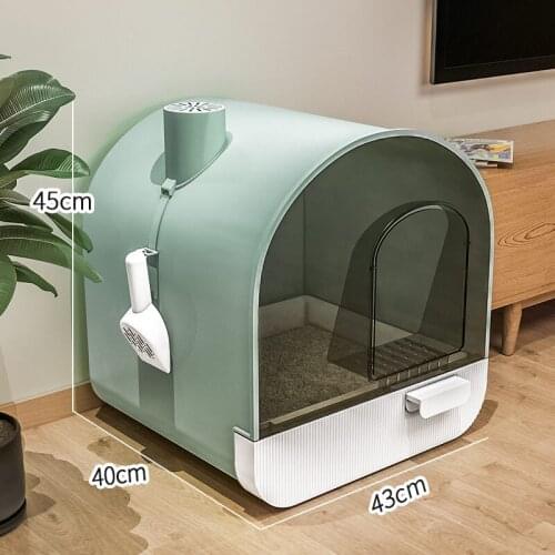 Fully enclosed cat litter basin extra-large anti sand anti splash web celebrity drawer type cat litter basin odor cat toilet