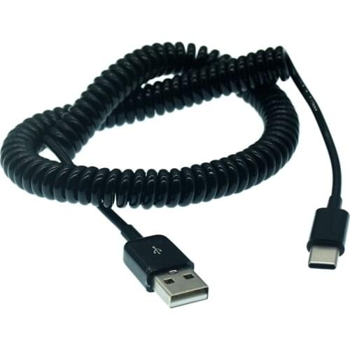 Spring Retractable Charging Cable Type C Micro USB Flexible Elastic Stretch Charger Cable Data Sync Cable Type-C Kable Android