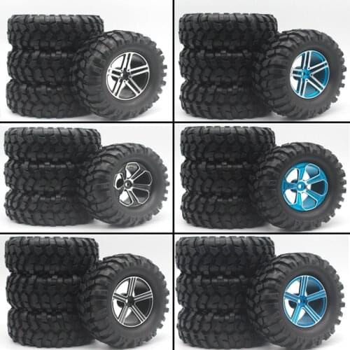 4PCS 1/10 1.9Inch Off Road Climb Rock Crawler Car Tires Super Soft 96MM Rubber Tyre Metal Wheel Rim For Tamiya CC01 D90 7Y