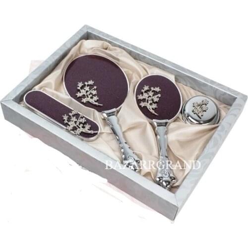 YOUR COMB SET WITH QUALITY COLOR TO ADD CHICITY TO YOUR STYLE Luxury Bridal Mirror Brush Toilet Set (Plum FREE SHİPPİNG