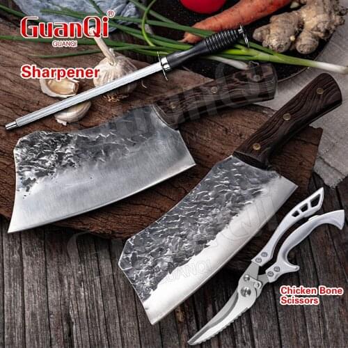 High Quality Chef Knife Handmade Forged Butcher Slaughter Cleaver Knife Kitchen Chopping Knife Kitchen Chicken Bone Scissors
