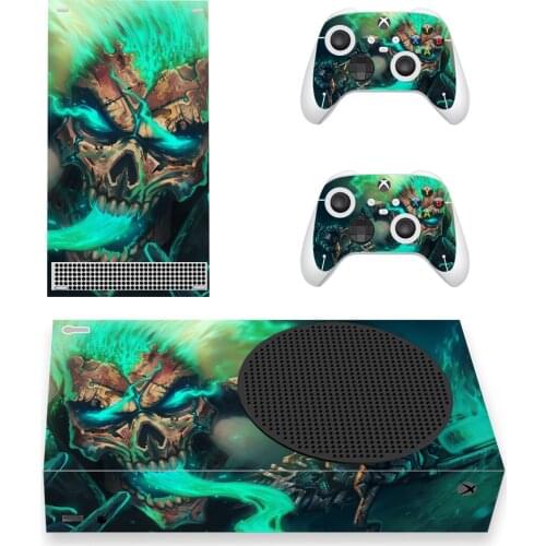Green Skull Skin Sticker Decal Cover for Xbox Series S Console and 2 Controllers Xbox Series Slim Skin Sticker Vinyl