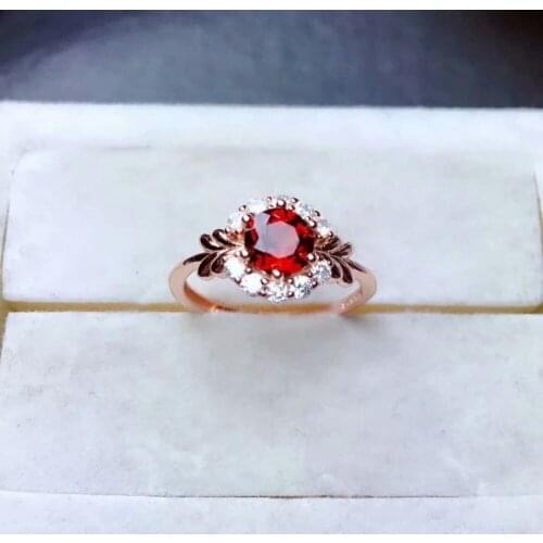 SHILOVEM 925 silver natural red garnet rings open trendy party wholesale Fine women Birthday gift new mj060699ags