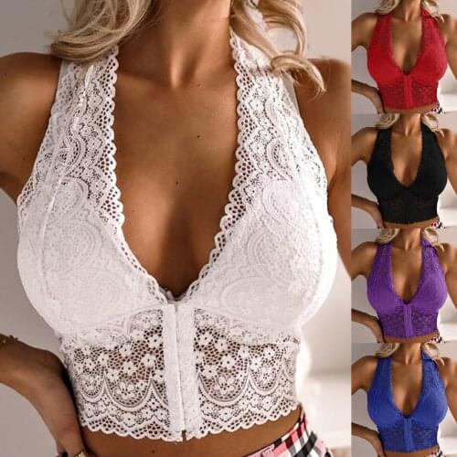 Women Summer Hollow Out Bralette Solid Lace Sexy Flower Beautiful Back Vest Female Lingerie Corset Top corset top Underwear