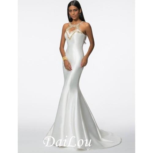 Mermaid Floor-Length Sleeveless Scoop Beading Ruffles Sweep Train Evening Dress 2021