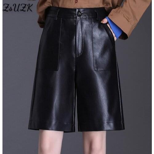 Женские кожаные шорты ZUZK China At AliExpress