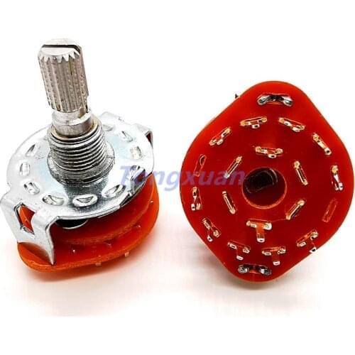 1pc RS25 Shaft Panel Mount 2P5T Band Rotary Switch Selector 2 Pole 5 Position 20MM Plum Shaft