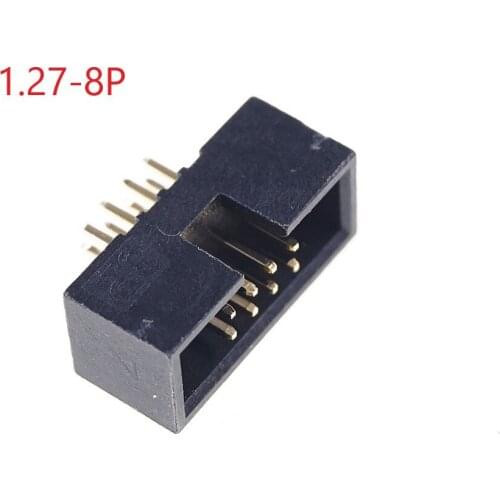 10 Pcs 1.27x1.27 mm 2x4 Pin 8 Pin dual rows Through Hole DIP type Straight Male Shrouded PCB Box header IDC Socket