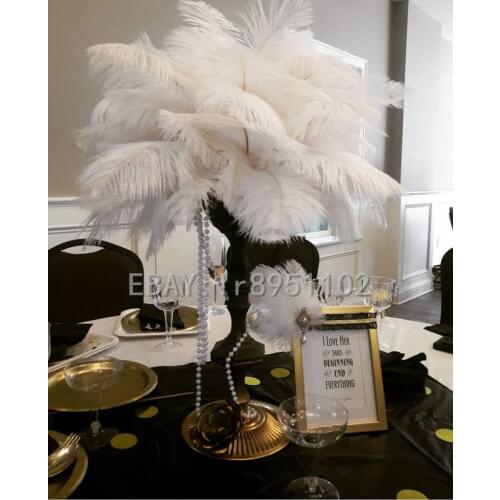 100pcs tail pole 100% natural Ostrich Feather 10-45CM/4-18Inch dyed white for party mask headdress clothing accessories