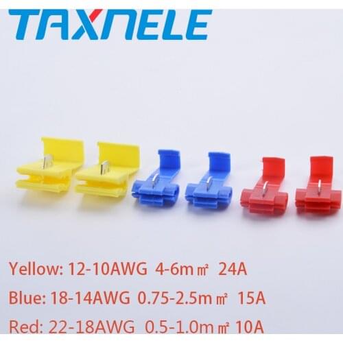 100 Pcs/set Fast Connecting Joints T Type Wire Electrical Cable Connectors Quick Splice Terminals Crimp