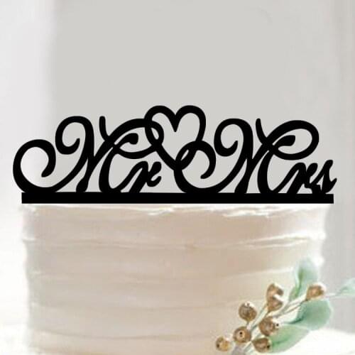 100pcs/lot Creative MR&MRS with heart design wedding cake inserted card Wedding Cake Topper Party Cake Decorations