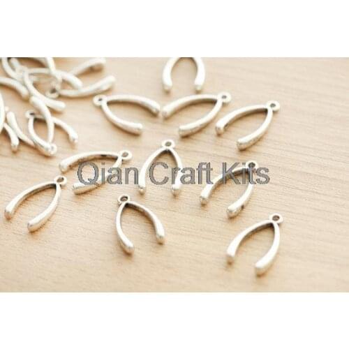 100pcs 24 x 15 x 4 mm Wish Bone Antique Silver Plated Fashion Alloy - Pendant Jewelry lead and nickle free
