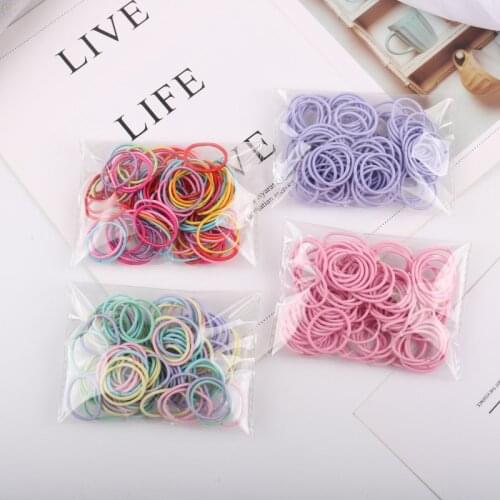 100Pcs/Pack Cute Children High Quality Elastic Rubber Bands Girls Colorful 3cm Hair Bands Gum For Hair Headwear Hair Accessories