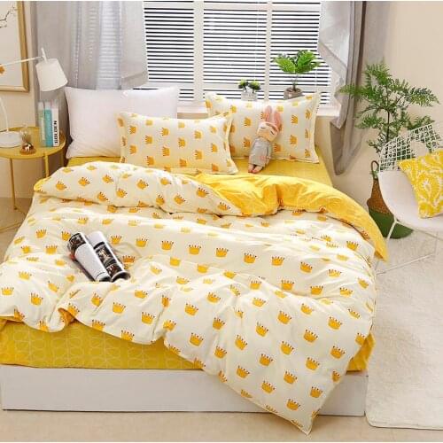 Fashion Crown/Pineapple/Heart Print Style 3/4pcs Cute Bedding Sets Kids Adult Duvet Cover Bed Sheet Pillowcase Home Textile