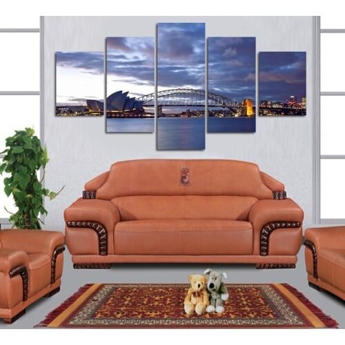 5 Pcs Modern Printed Home Decor For Living Room Picture Brooklyn Bridge Landscape Home Wall Decor Canvas Picture Art HD Artworks