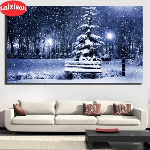 5d diy diamond painting Large Size Winter Snow View diamond painting cross stitch mosaic embroidery diamond round square stones