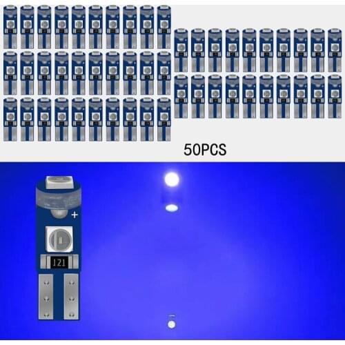 50Pcs/Lot Car LED Bulbs Super Bright Blue T5 3030 3SMD 12V Canbus Error Free Instrument Cluster Panel Dash Light,Plug and Play