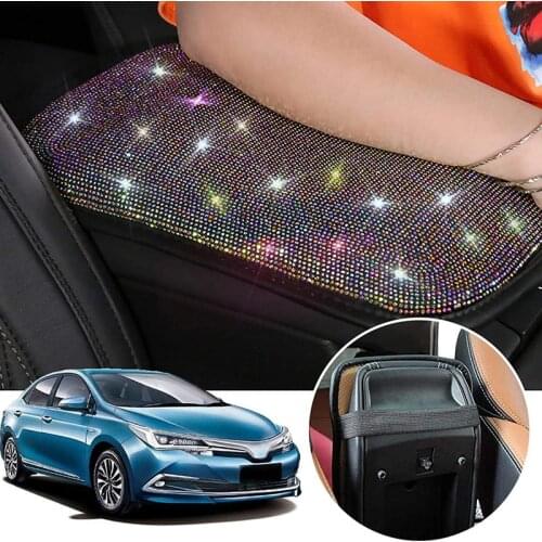 Car Armrest Bling Cover Cute Charming Auto Center Console Crystal Rhinestone Car Arm Rest Cushion