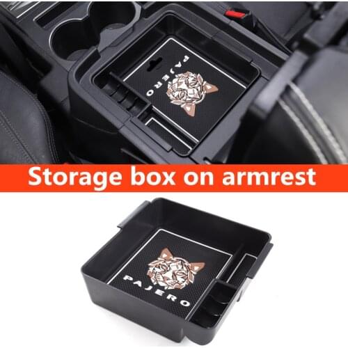 Car storage box on the armrest box FOR Mitsubishi Pajero V73 V87 V93 V97 modified interior storage and finishing supplies