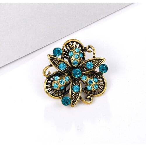 27Colors Fashion Jewelry High Quality Vintage Colorful Rhinestone Flower Brooch Pins Crystals Brooch Wedding DIY Accessory