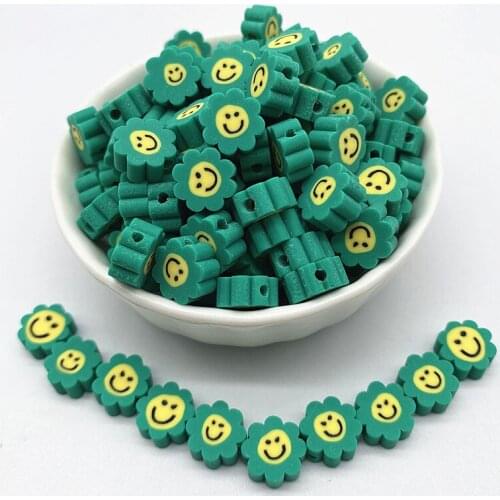 New 30pcs/Lot 10mm Sunflower Shape Clay Spacer Beads Polymer Clay Beads For Jewelry Making DIY Charms Bracelet Necklace