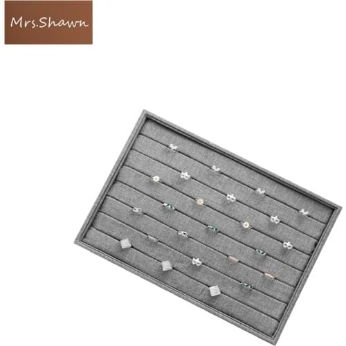 Mrs.Shawn linen Ring Earrings Display Tray Slot Fashion Jewelry Cufflinks Organizer Holder Case Box Showcase Ring Earring Jewelr