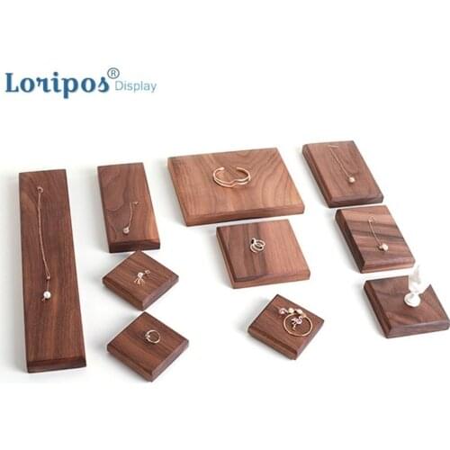 Black Walnut Block Jewelry Display Set Earring Display Pallet Bracelet Tray Display Holder Necklace Rack Finger Ring Holder Rack