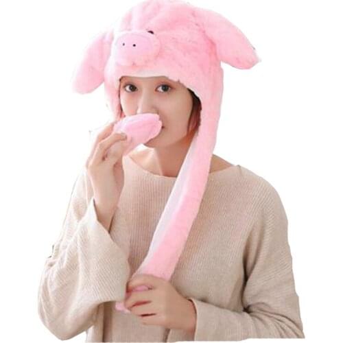 Ear hood hat with new ear movement hat plush toy hat stuffed toy