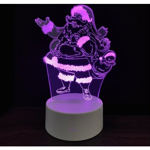 Kawaii 3D Color Night Light LED Indoor Lighting Remote Control Bedside Sasuke Moonlight Castle Sailing Ship Santa Holiday Gift
