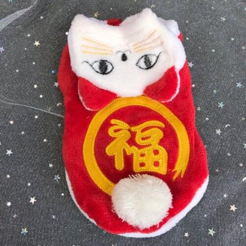 Chinese New Year Dog Clothes Tang Suit Coral Fleece Warm Dog Coat Outfit Cat Chihuahua Yorkie Clothing Poodle Pomeranian Costume