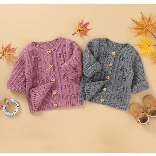 Lioraitiin 0-24M Infant Newborn Baby Girl Solid Handmade Bubble Ball 3DAutumn Winter Warm Outfits Sweater Jackets Coats